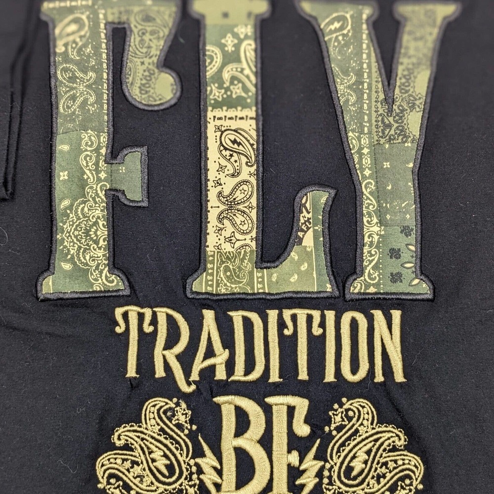 Born Fly Women's Size XL Short Sleeve Embroidered Green Paisley T-shirt - Picture 2 of 9